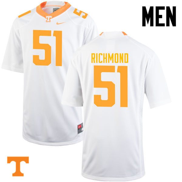 Men #51 Drew Richmond Tennessee Volunteers College Football Jerseys-White - Click Image to Close